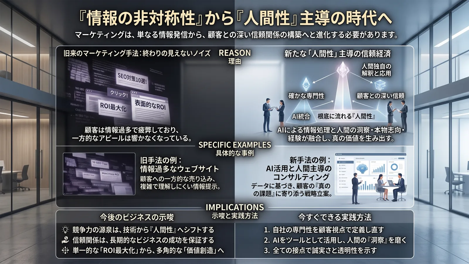 情報格差の崩壊と信頼・解釈・体験への価値転換 — SEO時代から信頼経済への対比