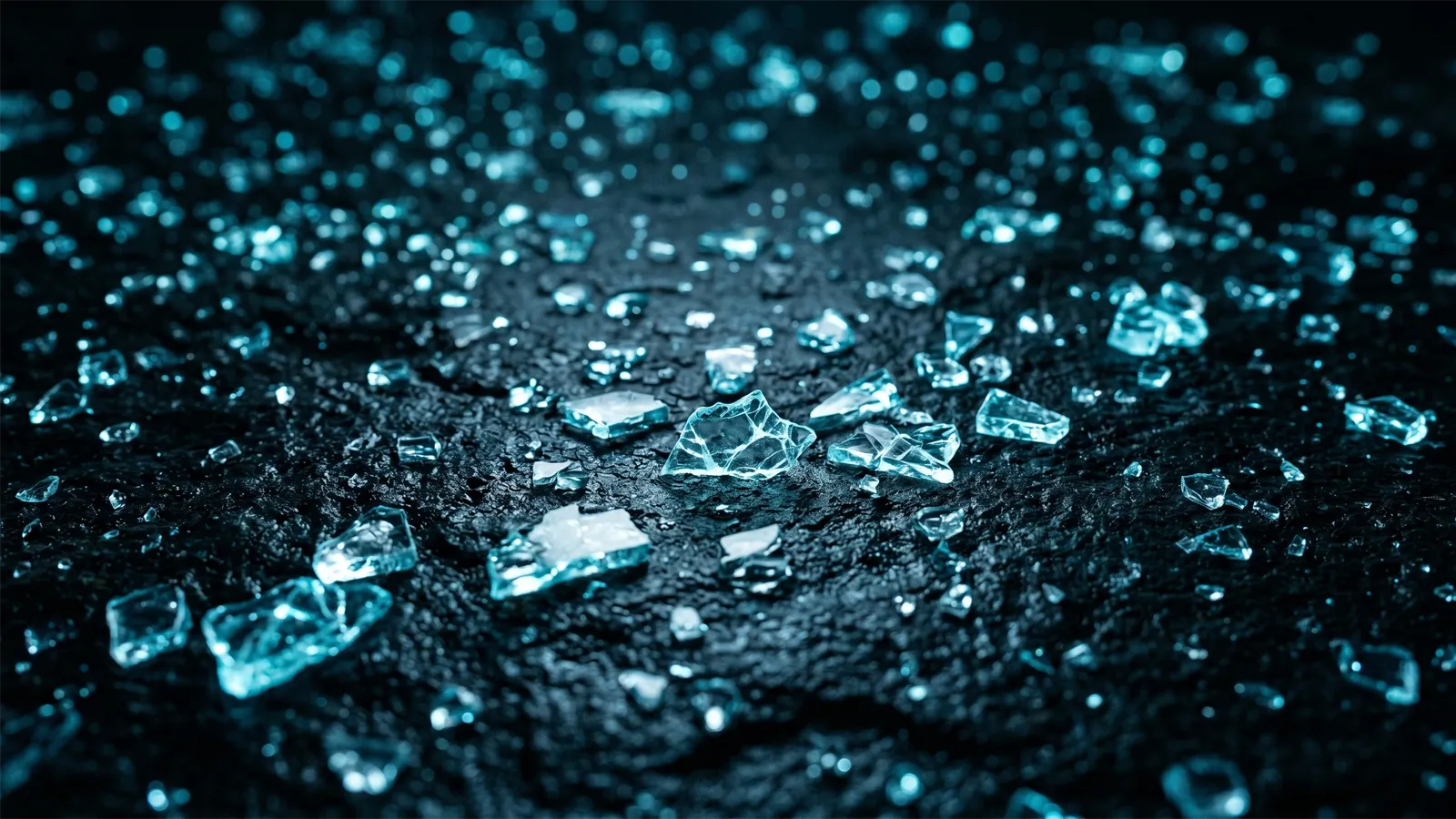 暗い地面に散らばる光る点が互いに繋がっておらず孤立している様子 ── バラバラのスキル習得の比喩