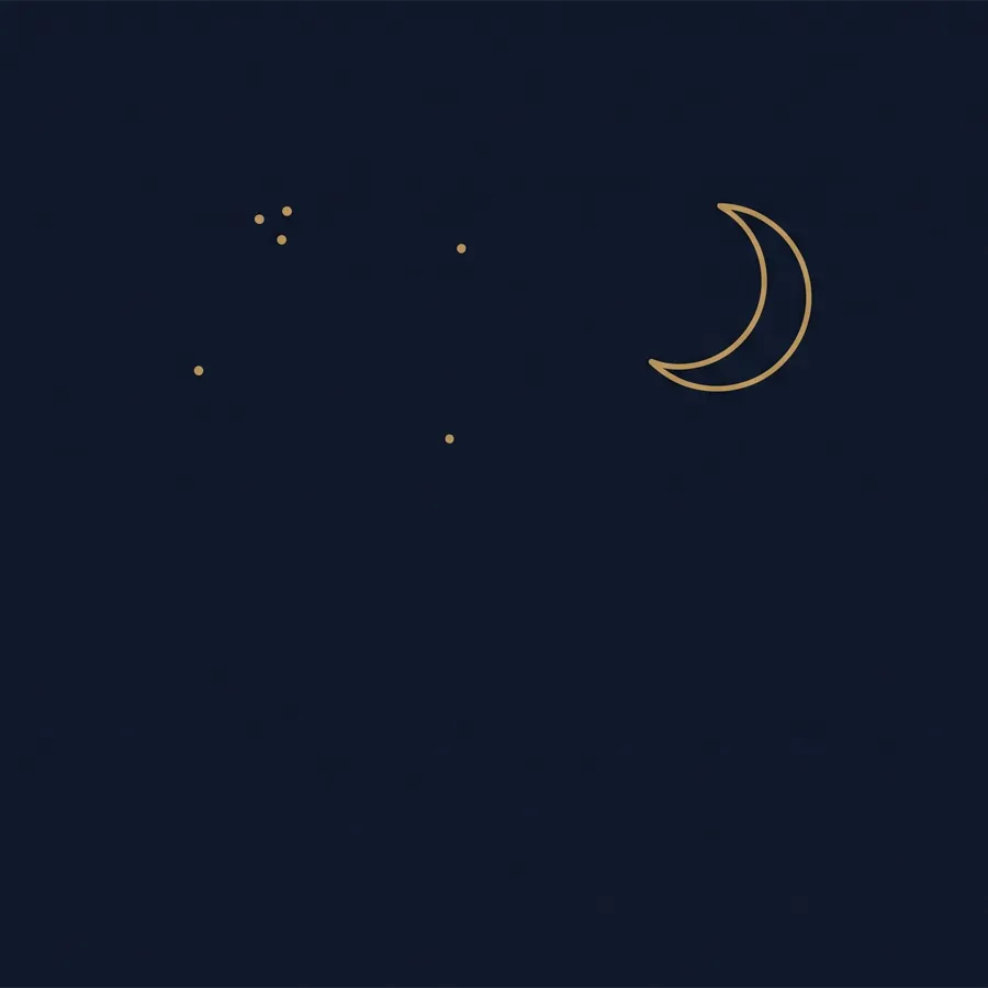 夜：月明かりと静かな水面の線画アイコン